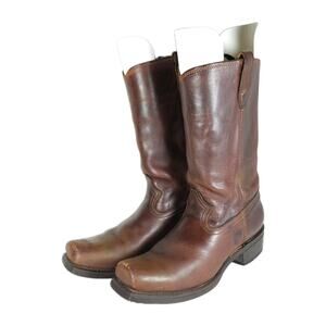 Rodeo Drive Women's VTG US10M Brown Leather Square Toe Cowgirl Western Boots USA
